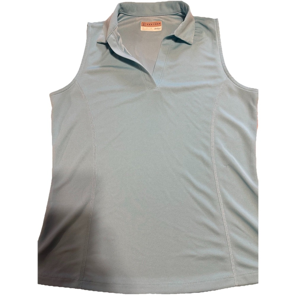 PGA TOUR Airflux Women's Light Blue Sleeveless Collared Golf Polo Shirt Size M